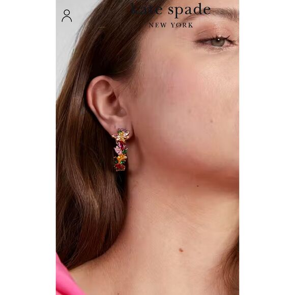 Kate Spade NEW earrings - Greenhouse floral hoops - Picture 5 of 8